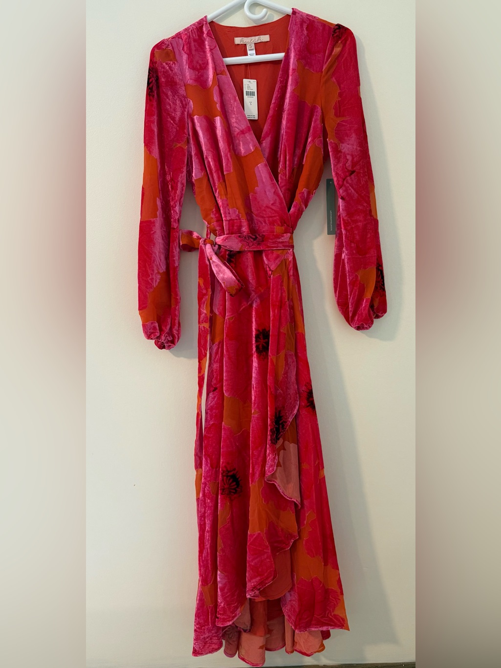 Nwt Anthropology Hutch Midi Wrap Dress Velvet Long Sleeve